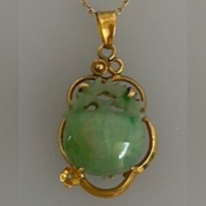 14k real solid gold Jade Necklace